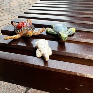 Decorative Ceramic Turtle Figurines - Multicolor Set